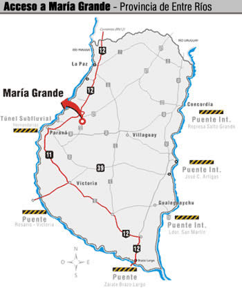 Mapa de acceso a María Grande, Entre Ríos